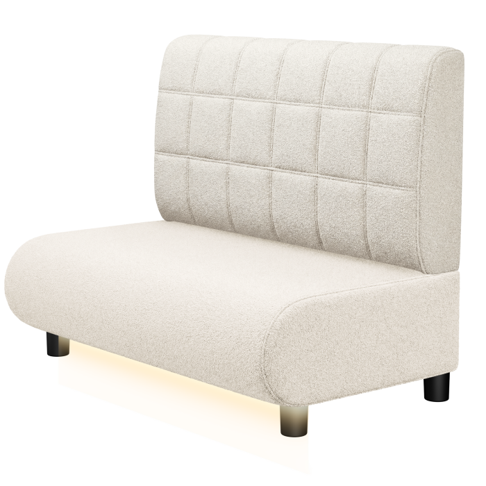 NINVA | Gastro Lounge Bank | B:H 100 x 94 cm | Creme | Blocks | Teddystoff | LED