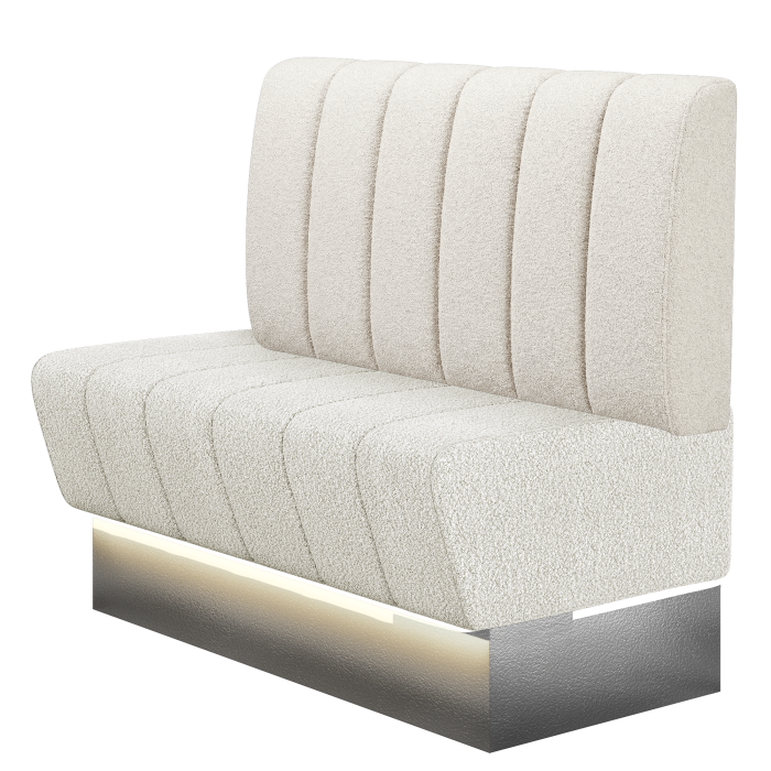 TANJA | Gastrobank | B:H 100 x 103 cm | Creme | Gestreift | Teddystoff | LED