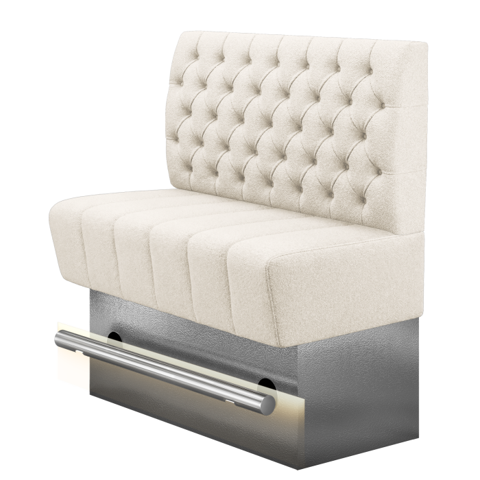 TANJA | Gastro Hochbank | B:H 100 x 136 cm | Creme | Chesterfield | Teddystoff | LED