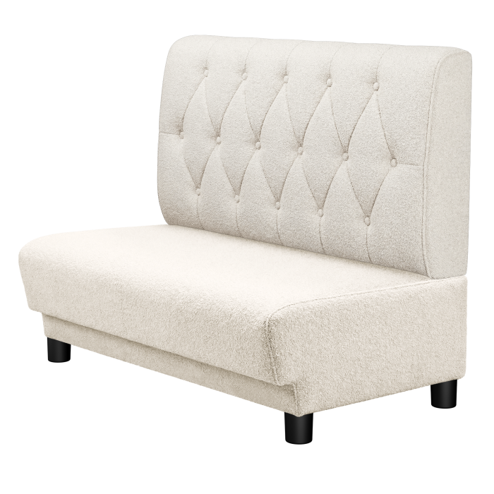 TATJANA | Gastro Lounge Bank | B:H 100 x 94 cm | Creme | Chesterfield Raute | Teddystoff