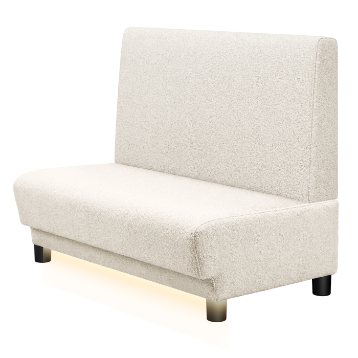 TATJANA | Gastro Lounge Bank | B:H 100 x 94 cm | Creme | Glatt | Teddystoff | LED