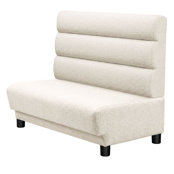 TATJANA | Gastro Lounge Bank | B:H 100 x 94 cm | Creme | Horizontal Gestreift Rund | Teddystoff