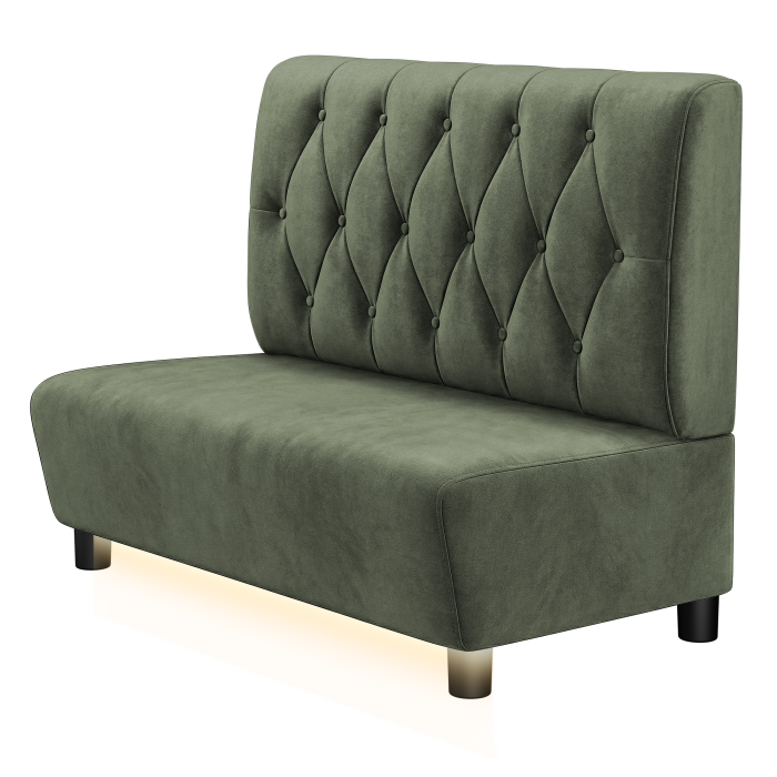 DENVER BIG | Gastrobank | B:H 100 x 103 cm | Grün | Chesterfield Raute | Samt | LED