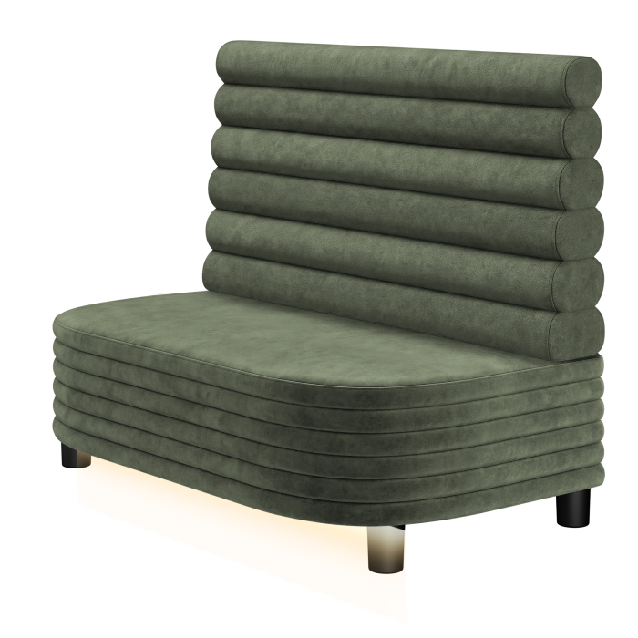 MATTHIAS | Gastro Lounge Bank | B:H 100 x 94 cm | Grün | Horizontal Gestreift Rund | Samt | LED
