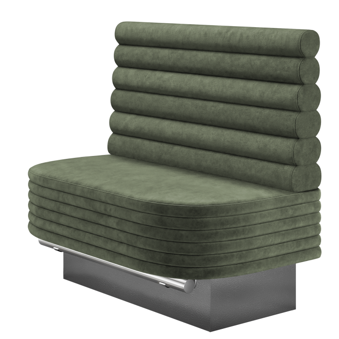MATTHIAS | Gastro Hochbank | B:H 100 x 136 cm | Grün | Horizontal Gestreift Rund | Samt
