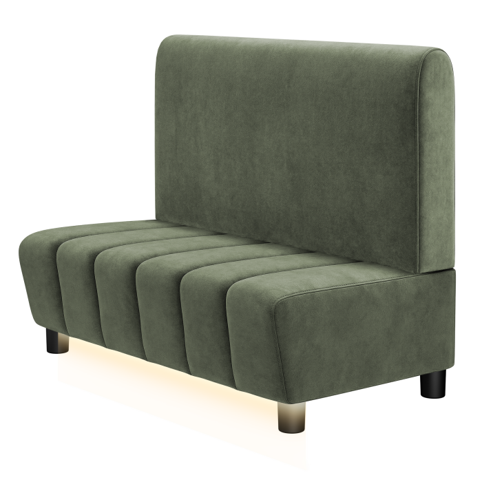 TANJA | Gastrobank | B:H 100 x 103 cm | Grün | Glatt/ Rund | Samt | LED