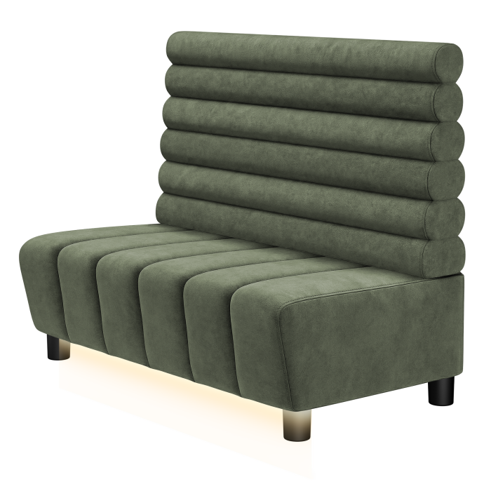 TANJA | Gastro Lounge Bank | B:H 100 x 94 cm | Grün | Horizontal Gestreift Rund | Samt | LED