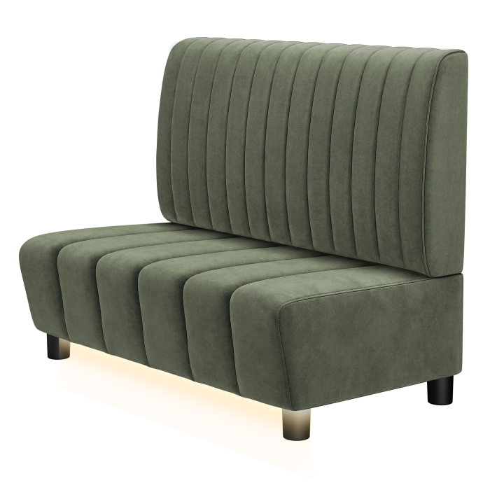 TANJA | Gastro Lounge Bank | B:H 100 x 94 cm | Grün | Gestreift | Samt | LED