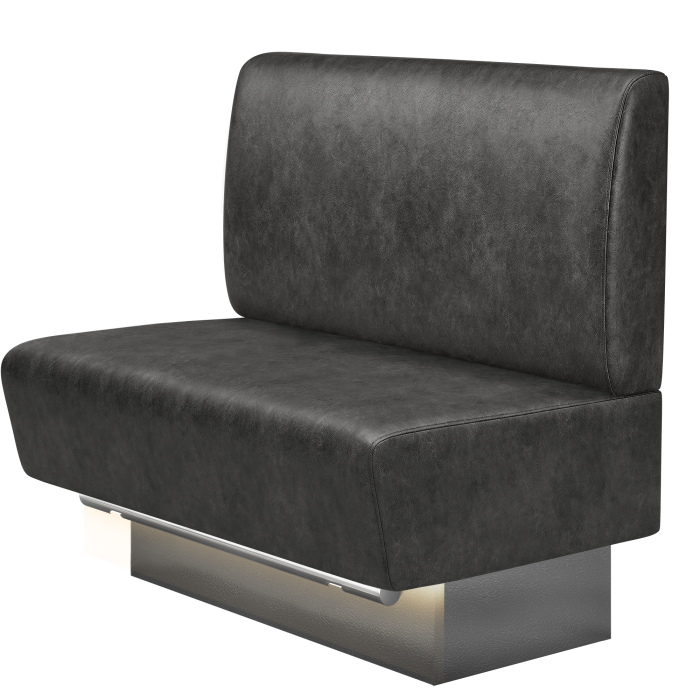 DENVER BIG | Gastro Hochbank | B:H 100 x 136 cm | Schwarz | Glatt | Wildleder | LED