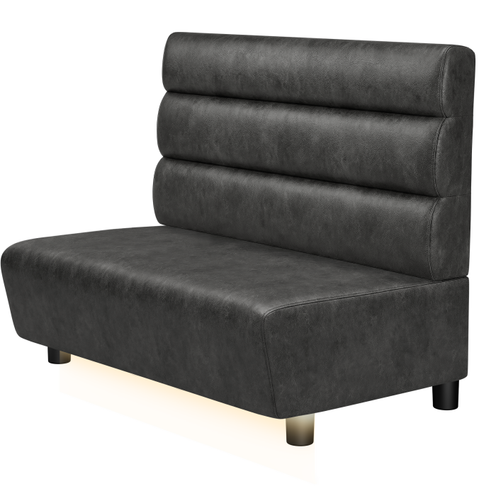 DENVER BIG | Gastrobank | B:H 100 x 103 cm | Schwarz | Horizontal Gestreift Rund | Wildleder | LED