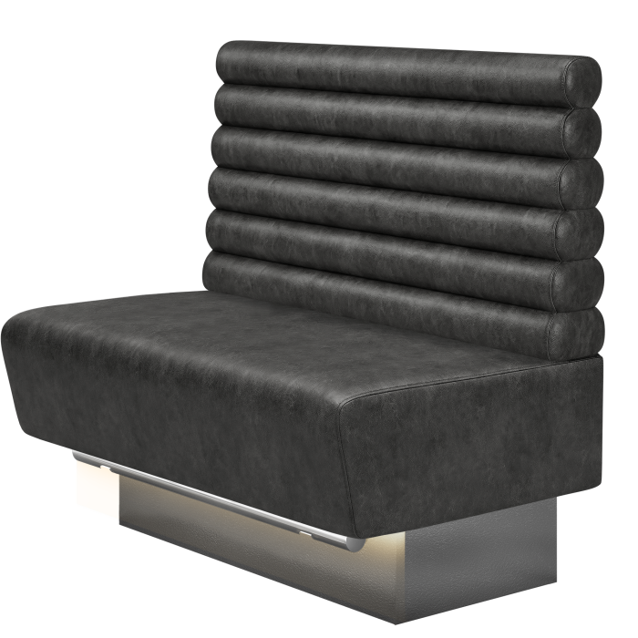 DENVER BIG | Gastro Hochbank | B:H 100 x 136 cm | Schwarz | Horizontal Gestreift Rund | Wildleder | LED
