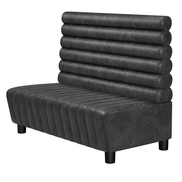 MATILDA | Gastro Lounge Bank | B:H 100 x 94 cm | Schwarz | Horizontal Gestreift Rund | Wildleder