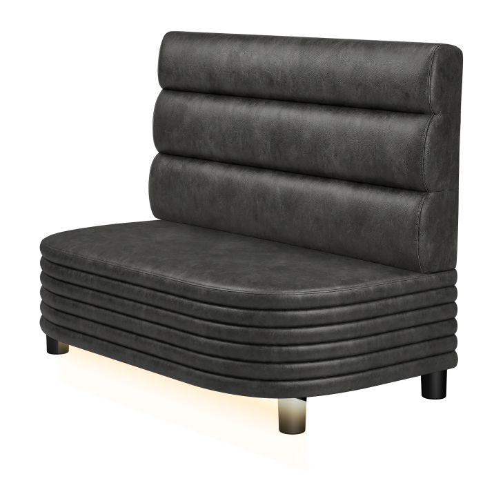 MATTHIAS | Gastrobank | B:H 100 x 103 cm | Schwarz | Horizontal Gestreift Rund | Wildleder | LED