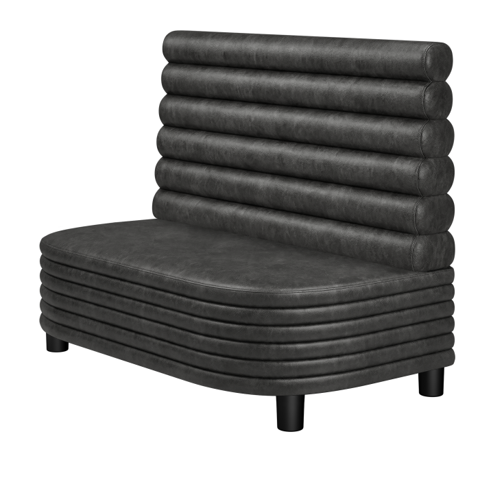 MATTHIAS | Gastro Lounge Bank | B:H 100 x 94 cm | Schwarz | Horizontal Gestreift Rund | Wildleder