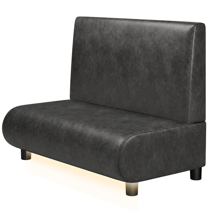 NINVA | Gastrobank | B:H 100 x 103 cm | Schwarz | Glatt | Wildleder | LED