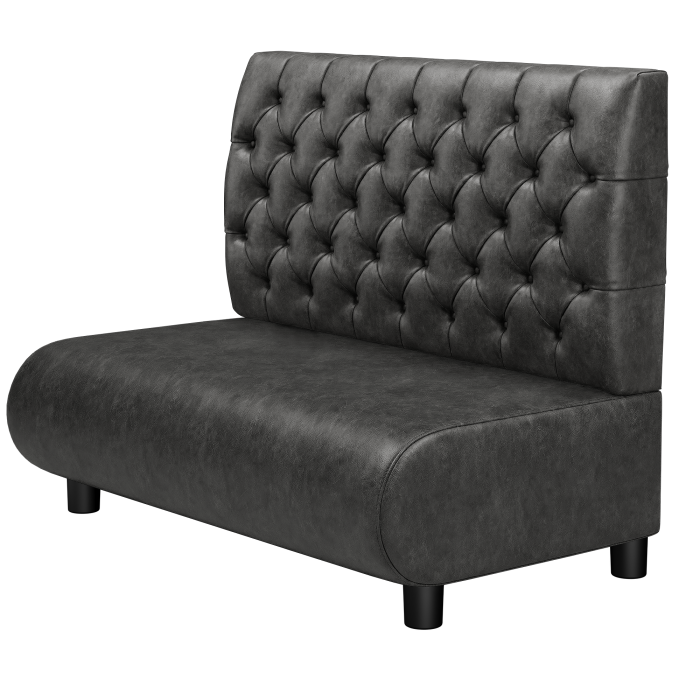 NINVA | Gastrobank | B:H 100 x 103 cm | Schwarz | Chesterfield | Wildleder