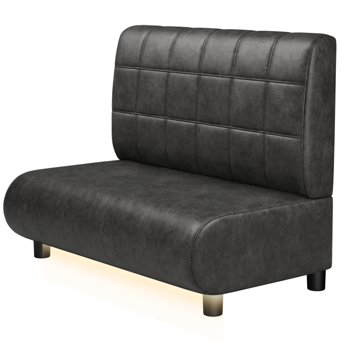NINVA | Gastrobank | B:H 100 x 103 cm | Schwarz | Blocks | Wildleder | LED