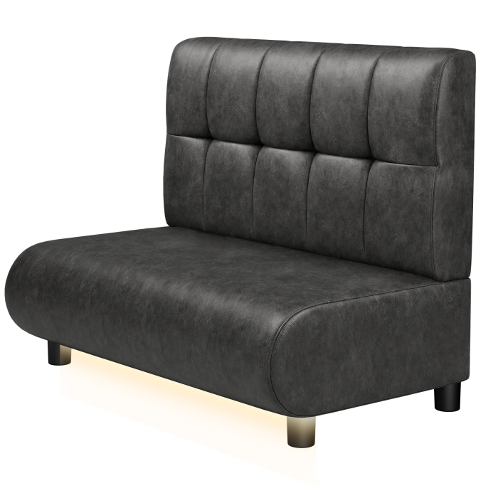 NINVA | Gastrobank | B:H 100 x 103 cm | Schwarz | Button | Wildleder | LED