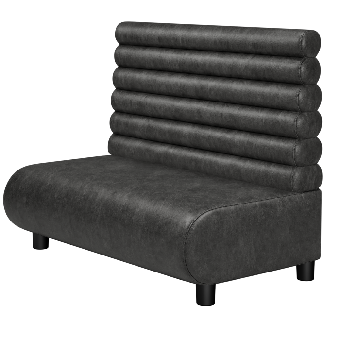 NINVA | Gastro Lounge Bank | B:H 100 x 94 cm | Schwarz | Horizontal Gestreift Rund | Wildleder