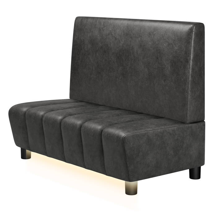 TANJA | Gastrobank | B:H 100 x 103 cm | Schwarz | Glatt | Wildleder | LED