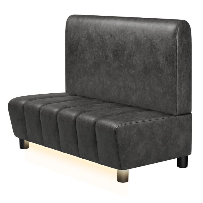 TANJA | Gastrobank | B:H 100 x 103 cm | Schwarz | Glatt/ Rund | Wildleder | LED