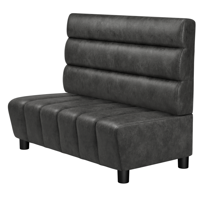 TANJA | Gastrobank | B:H 100 x 103 cm | Schwarz | Horizontal Gestreift Rund | Wildleder