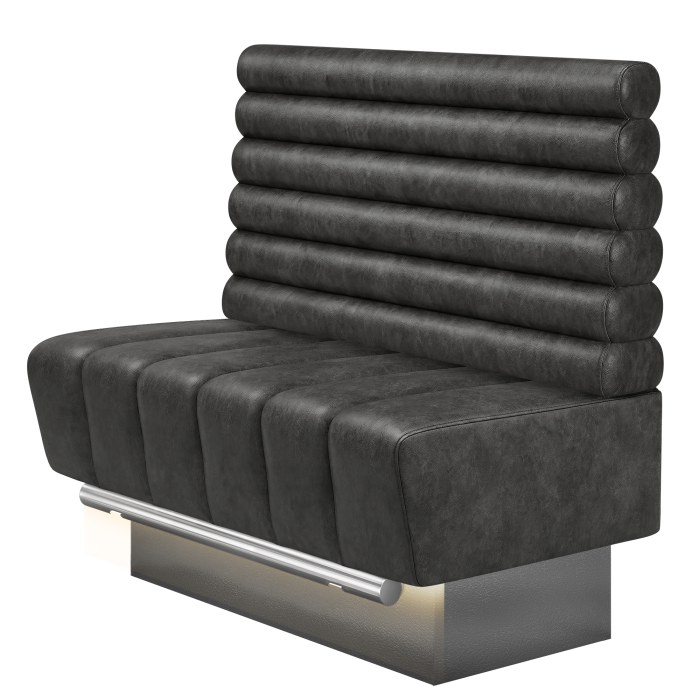 TANJA | Gastro Hochbank | B:H 100 x 136 cm | Schwarz | Horizontal Gestreift Rund | Wildleder | LED