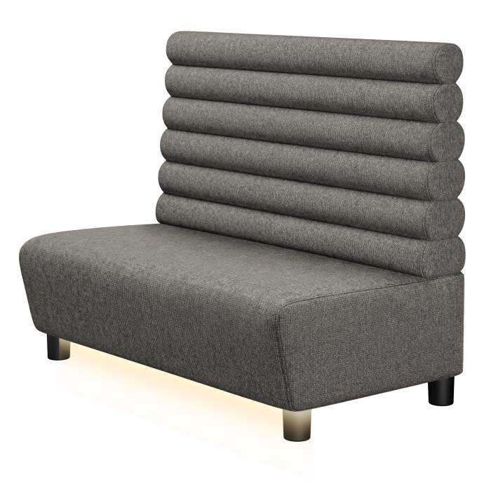 DENVER | Gastro Lounge Bank | B:H 100 x 94 cm | Grau | Horizontal Gestreift Rund | Stoff/Textil | LED