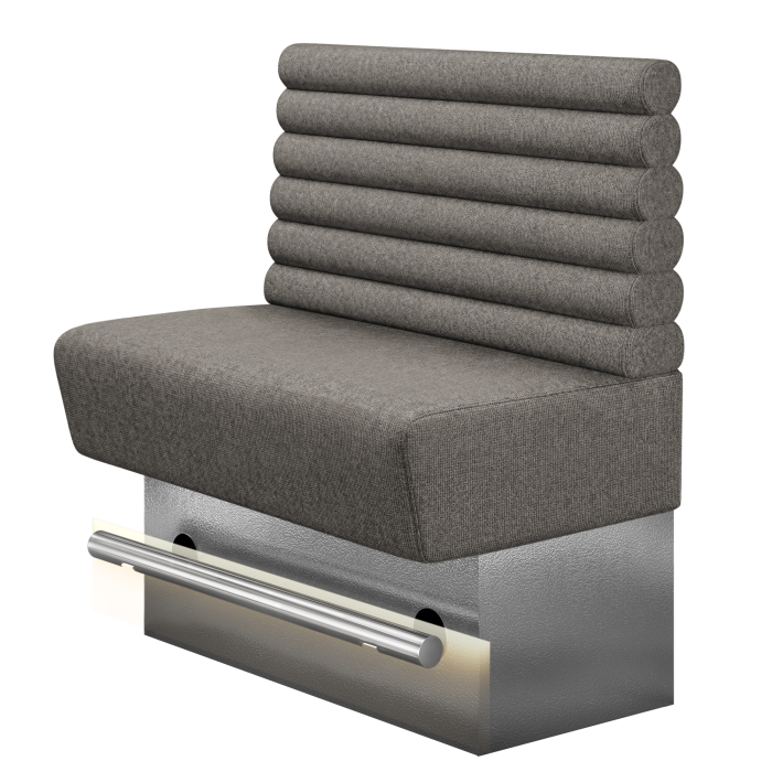DENVER BIG | Gastro Hochbank | B:H 100 x 126 cm | Grau | Horizontal Gestreift Rund | Stoff/Textil | LED