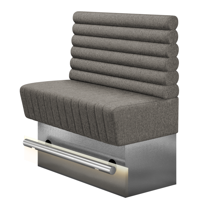 MATILDA | Gastro Hochbank | B:H 100 x 126 cm | Grau | Horizontal Gestreift Rund | Stoff/Textil | LED