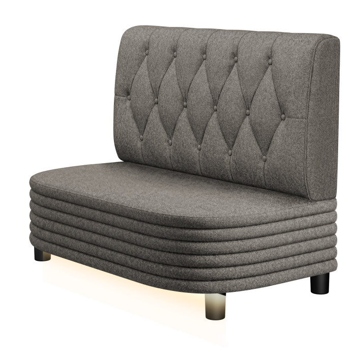 MATTHIAS | Gastrobank | B:H 100 x 103 cm | Grau | Chesterfield Raute | Stoff/Textil | LED
