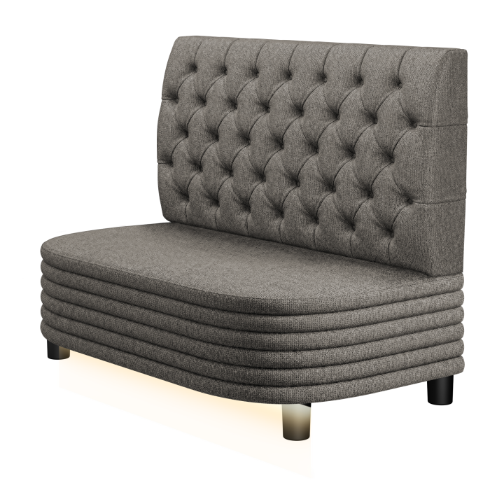MATTHIAS | Gastrobank | B:H 100 x 103 cm | Grau | Chesterfield | Stoff/Textil | LED