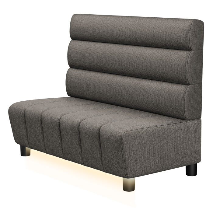 TANJA | Gastrobank | B:H 100 x 103 cm | Grau | Horizontal Gestreift Rund | Stoff/Textil | LED