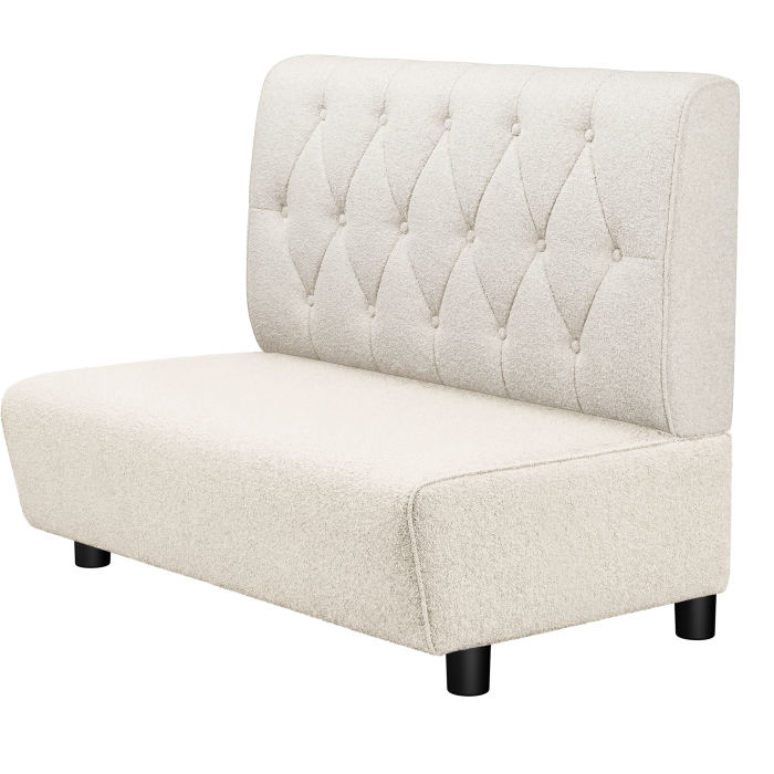 DENVER BIG | Gastrobank | B:H 100 x 103 cm | Creme | Chesterfield Raute | Teddystoff