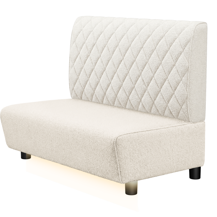 DENVER BIG | Gastrobank | B:H 100 x 103 cm | Creme | Raute | Teddystoff | LED