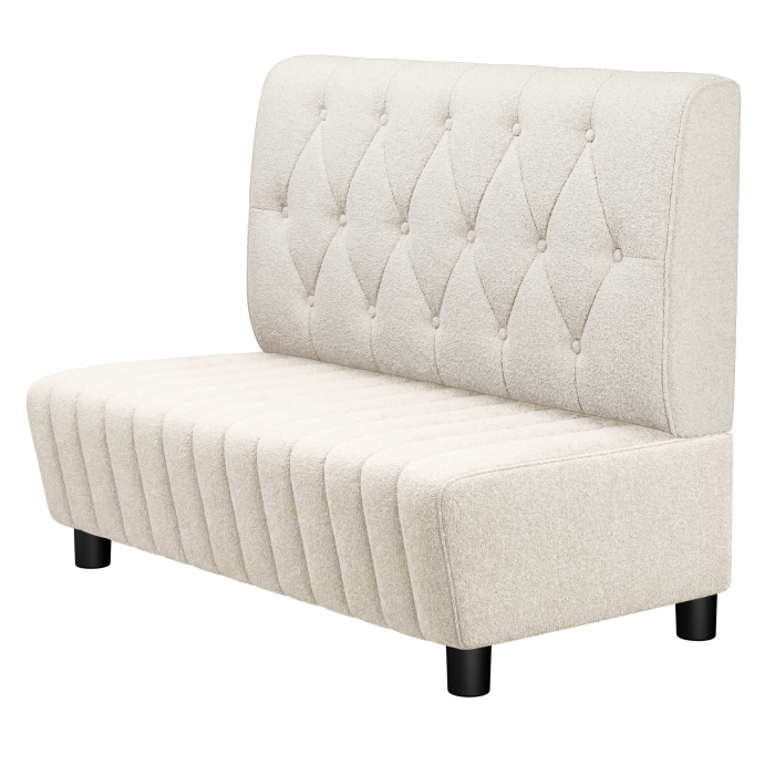 MATILDA | Gastrobank | B:H 100 x 103 cm | Creme | Chesterfield Raute | Teddystoff