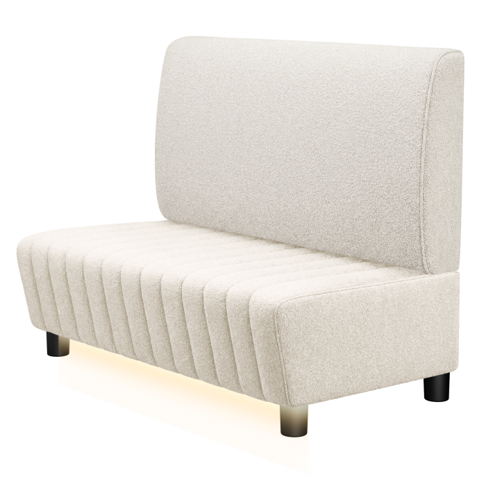 MATILDA | Gastro Lounge Bank | B:H 100 x 94 cm | Creme | Glatt | Teddystoff | LED