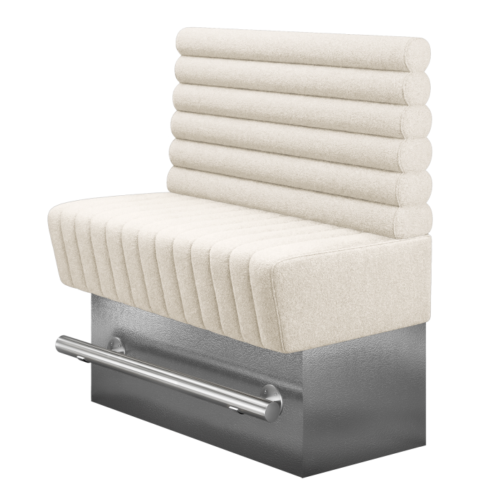 MATILDA | Gastro Hochbank | B:H 100 x 126 cm | Creme | Horizontal Gestreift Rund | Teddystoff