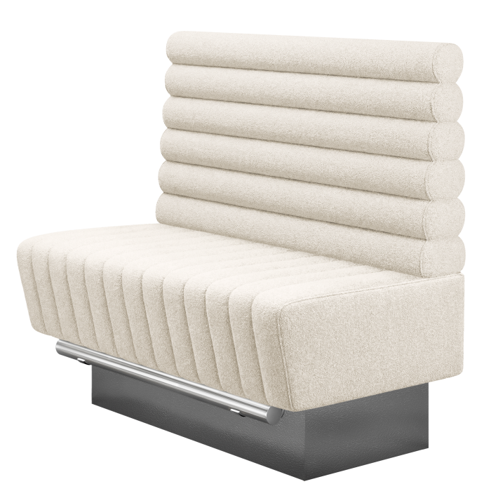 MATILDA | Gastro Hochbank | B:H 100 x 136 cm | Creme | Horizontal Gestreift Rund | Teddystoff
