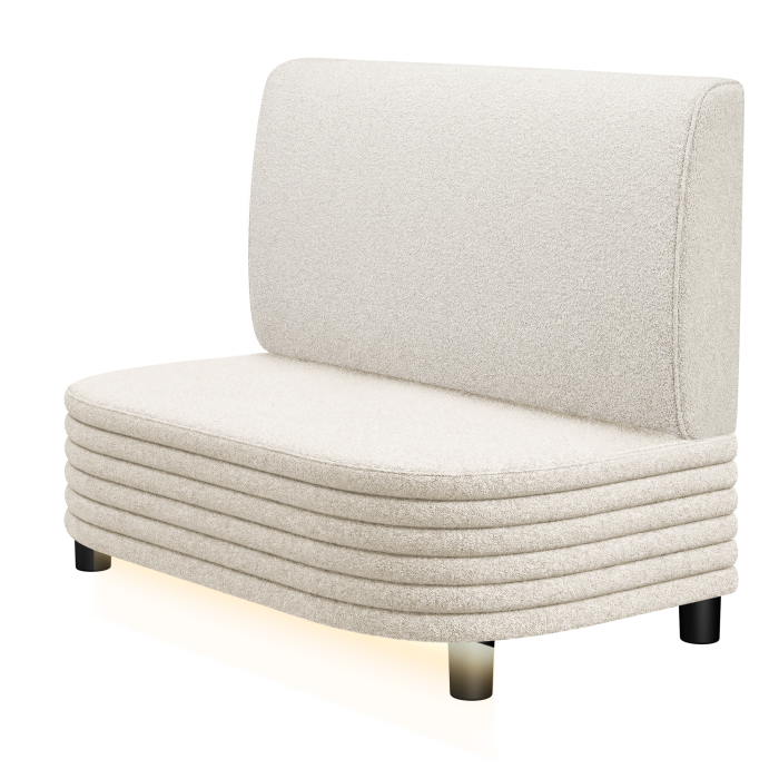 MATTHIAS | Gastro Lounge Bank | B:H 100 x 94 cm | Creme | Glatt | Teddystoff | LED