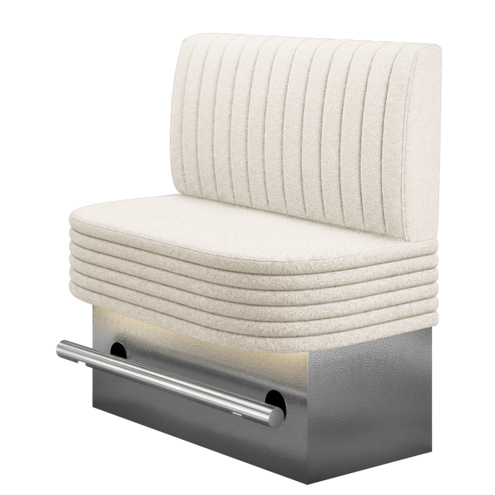MATTHIAS | Gastro Hochbank | B:H 100 x 126 cm | Creme | Gestreift | Teddystoff | LED