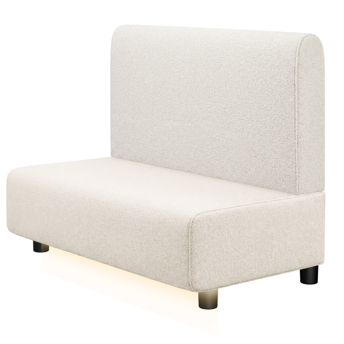 MELISSA | Gastrobank | B:H 100 x 103 cm | Creme | Glatt/ Rund | Teddystoff | LED
