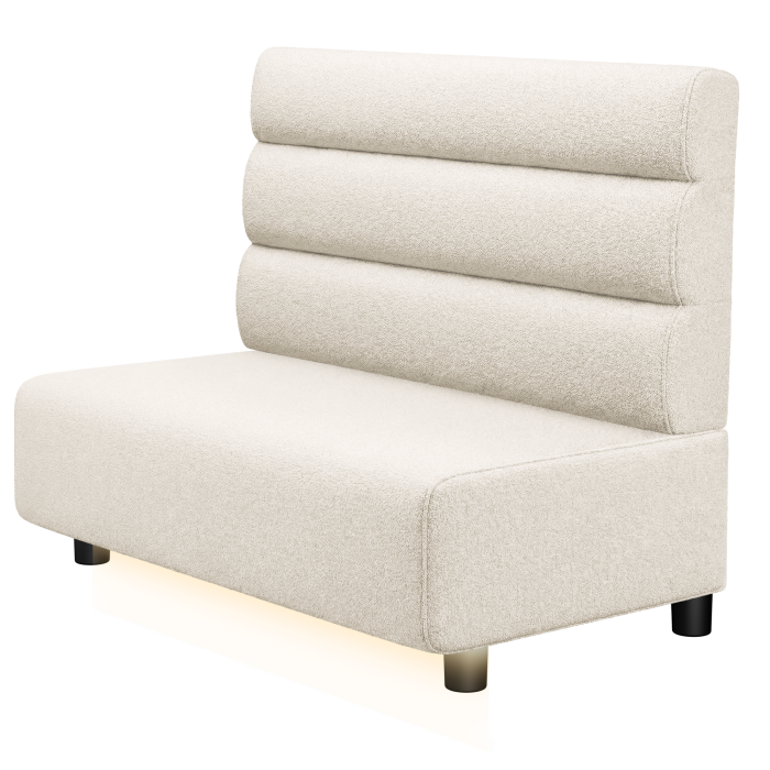 MELISSA | Gastrobank | B:H 100 x 103 cm | Creme | Horizontal Gestreift Rund | Teddystoff | LED