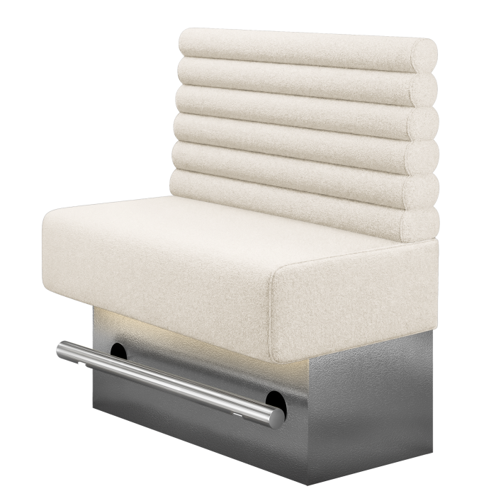 MELISSA | Gastro Hochbank | B:H 100 x 126 cm | Creme | Horizontal Gestreift Rund | Teddystoff | LED