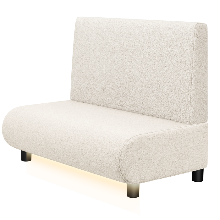 NINVA | Gastrobank | B:H 100 x 103 cm | Creme | Glatt | Teddystoff | LED