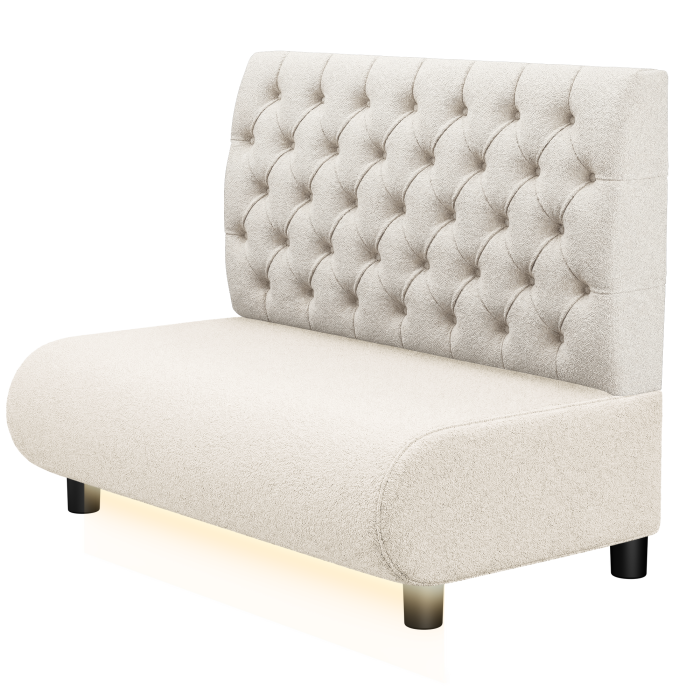 NINVA | Gastrobank | B:H 100 x 103 cm | Creme | Chesterfield | Teddystoff | LED