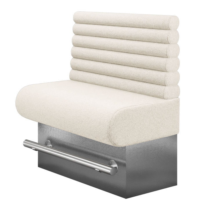 NINVA | Gastro Hochbank | B:H 100 x 126 cm | Creme | Horizontal Gestreift Rund | Teddystoff