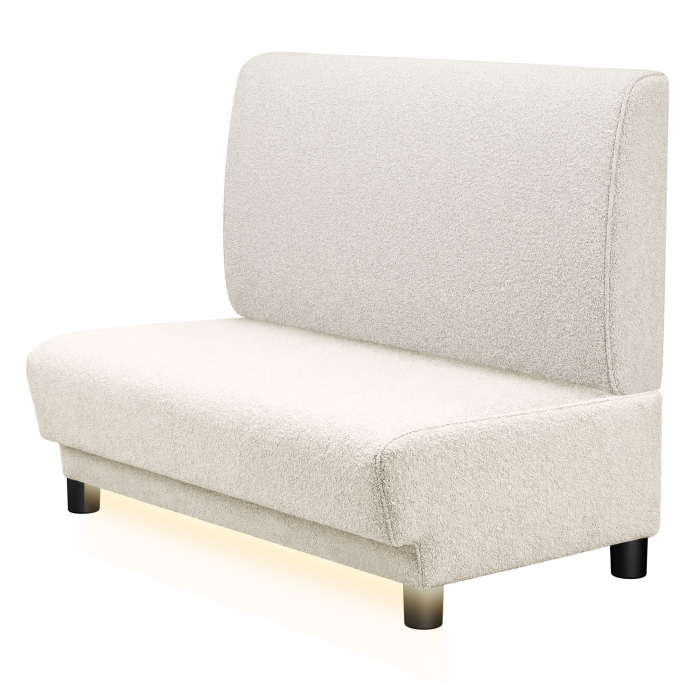 TATJANA | Gastro Lounge Bank | B:H 100 x 94 cm | Creme | Glatt | Teddystoff | LED