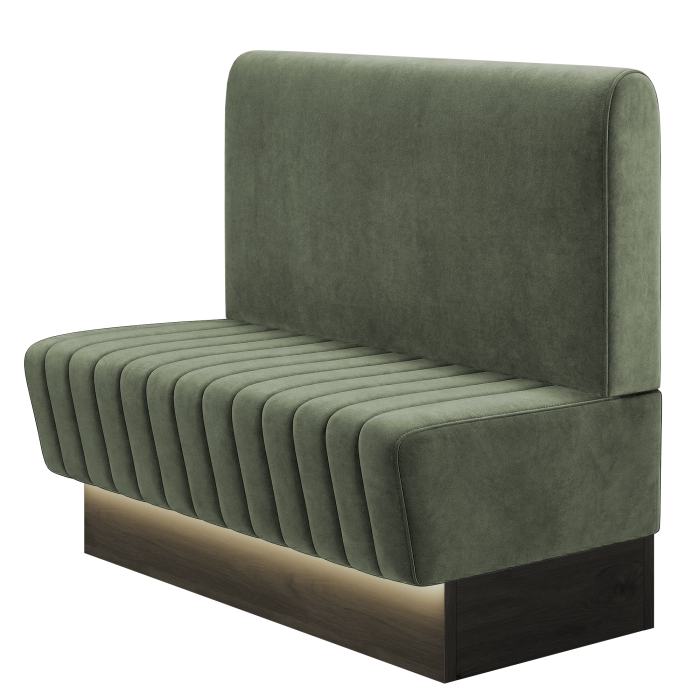 MATILDA | Gastrobank | B:H 100 x 103 cm | Grün | Glatt/ Rund | Samt | LED