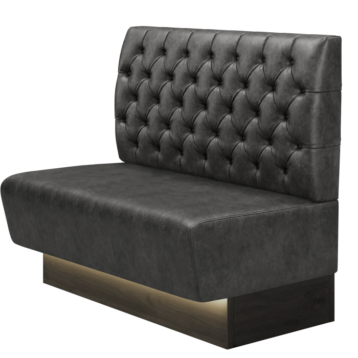 DENVER BIG | Gastrobank | B:H 100 x 103 cm | Schwarz | Chesterfield | Wildleder | LED
